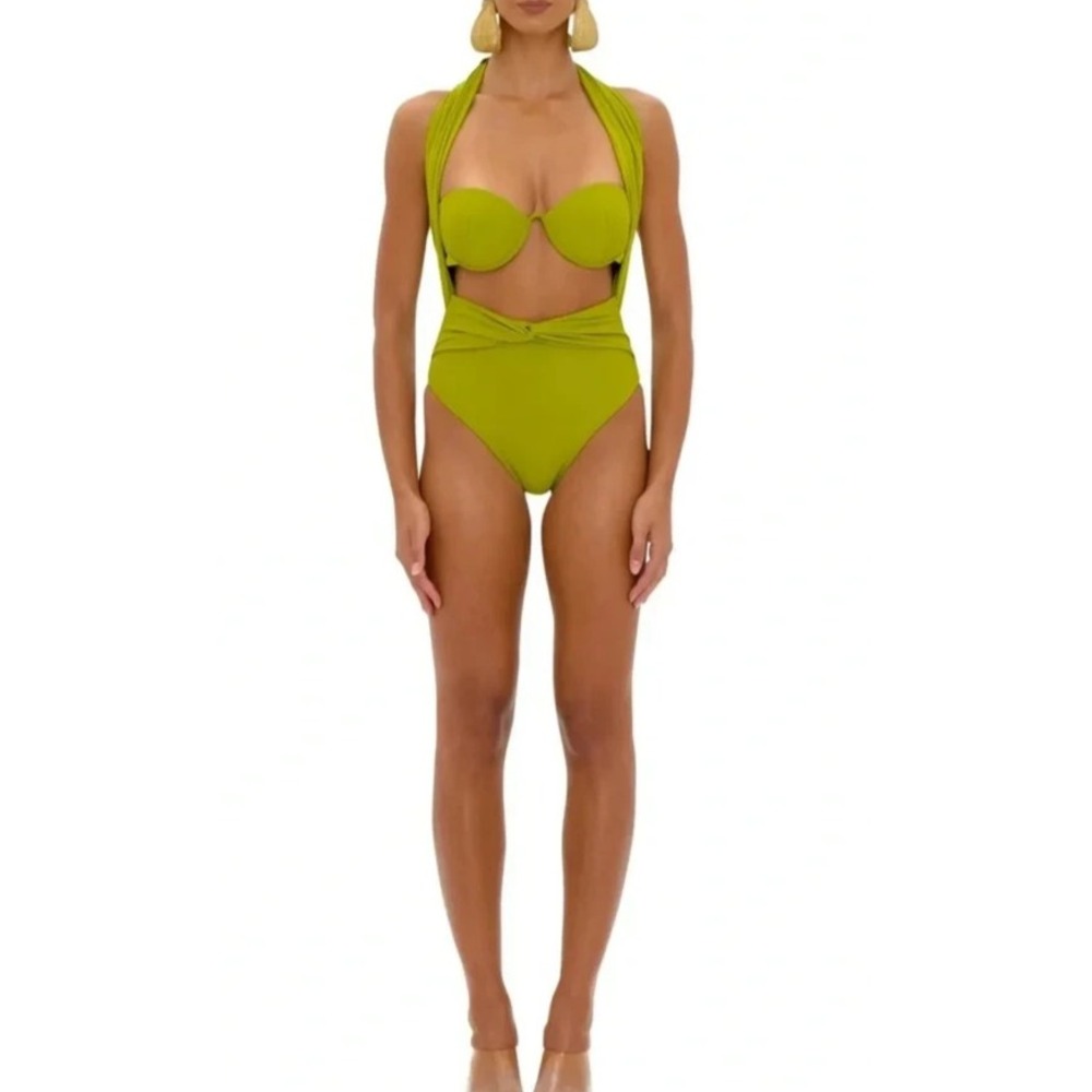 Andrea Iyamah AMINA OLIVE ONE PIECE SWIMSUIT Y2K preppy Small A008447
